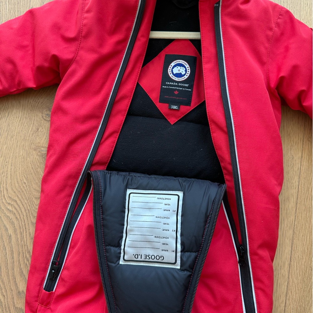 Canada Goose Red Infant Snowsuit with Black Lining - Picture 2 of 4